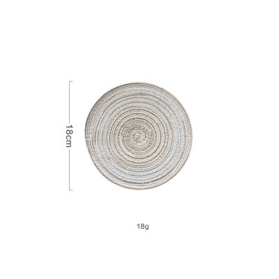 6pcs/set Round Ramie Insulation Pad Solid Placemats Linen Non Slip Table Mat Mats Kitchen Accessories Decoration Home Coaster: 18cm Beige