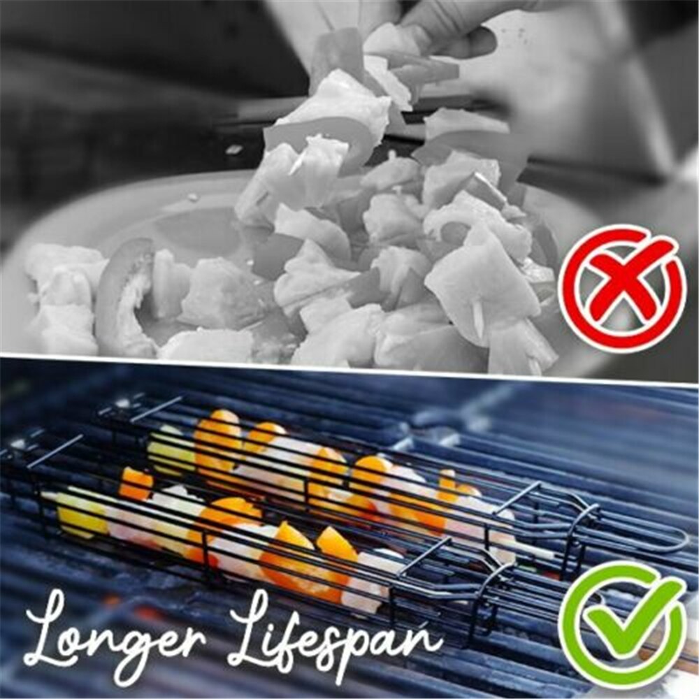 Barbecue Grill Basket Stainless Steel Kebab No Stick Basket Cooking BBQ Grill Mesh Kitchen Tools kitchen accessories