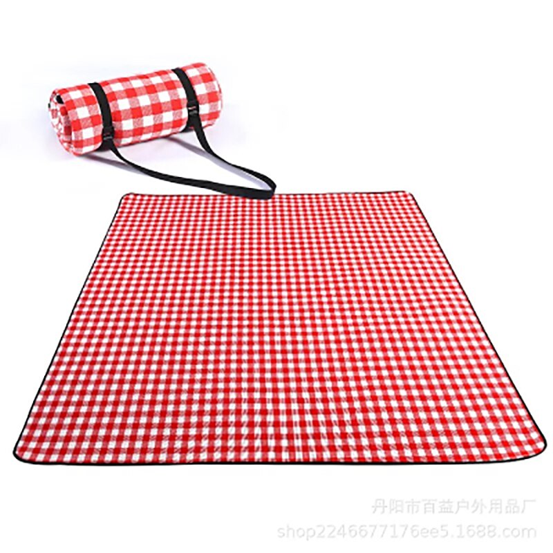 Camping Beach Plaid Picnic Mat Outdoor Folding Moistureproof Waterproof Blanket Thicken Pad Breathable Soft Blanket Tourist Pad: Red / 200cmx200cm