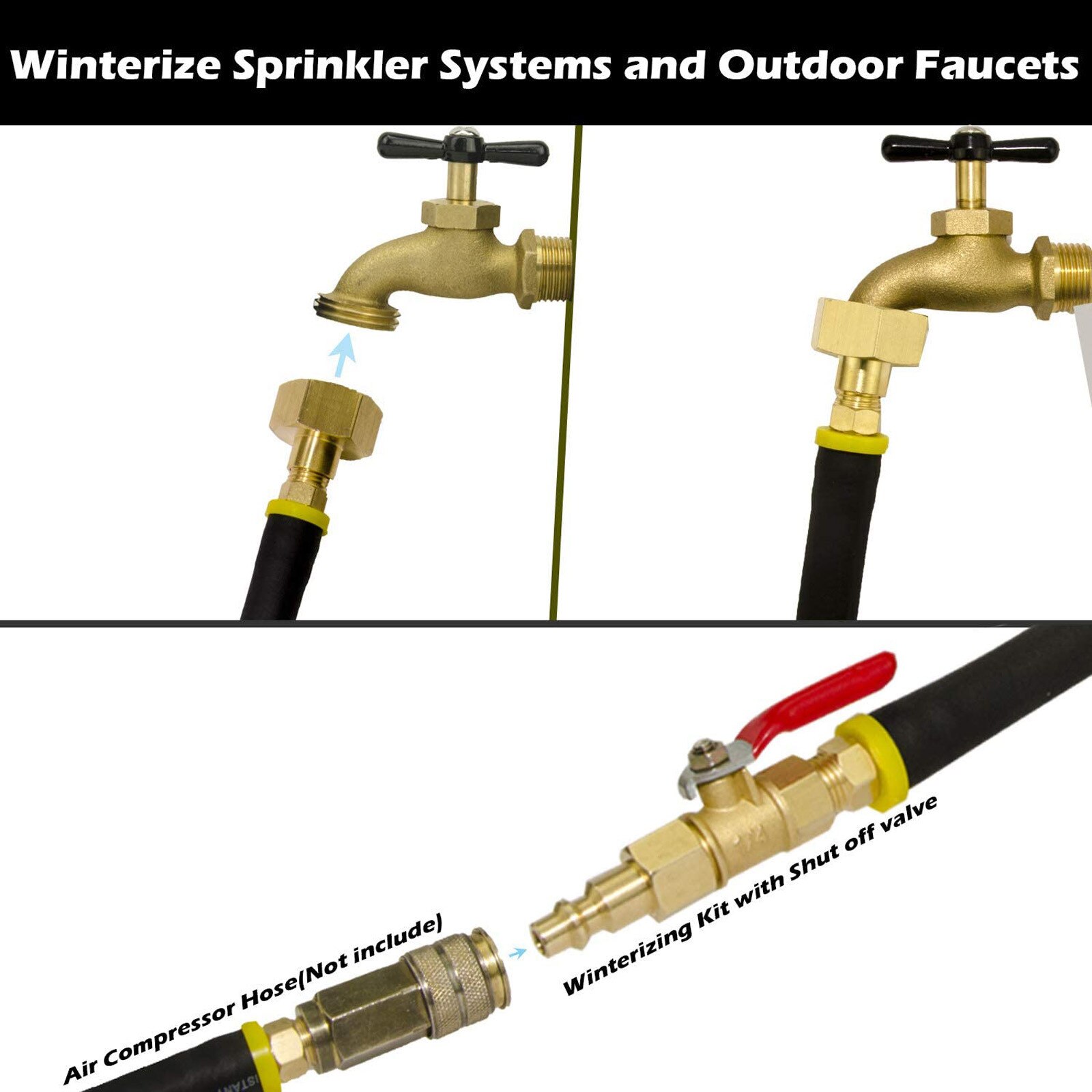 Air Compressor Quick-connect Plug Water Blow Out Fitting Adapter For Winterize Sanitary Ware Suite