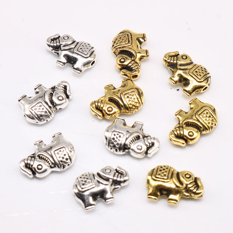 Elephant Spacer Beads Tibetan Silver plated Beads Handmade for Charm Jewelry Making Metal Beads 12mm 20pcs