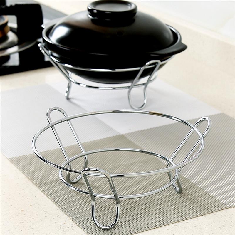 Stainless Steel Tray Rack Detachable Wood Table Mat Kitchen Pot Heat Insulated Cooling Dish Potholders Gadget Holder