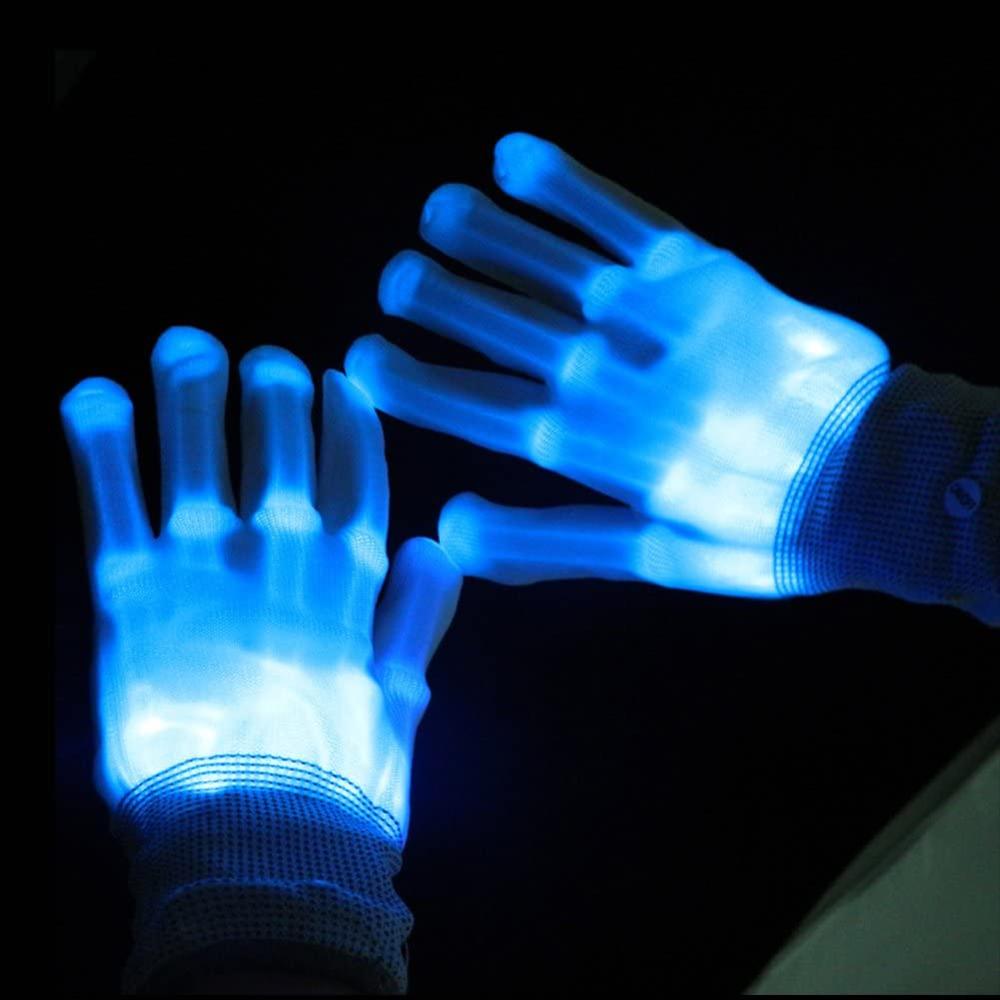 Rock Skeleton Hand Gloves LED Finger Light Gloves Light Up Flashing Gloves Toys Boys Kids Light Show Halloween Xmas: Blue