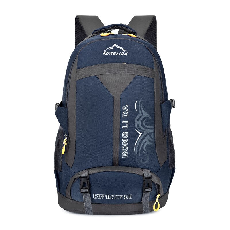 50L unisex men's backpack travel back pack sports bag Nylon outdoor trekking hiking rucksack Climbing Camping backpack for male: deep blue