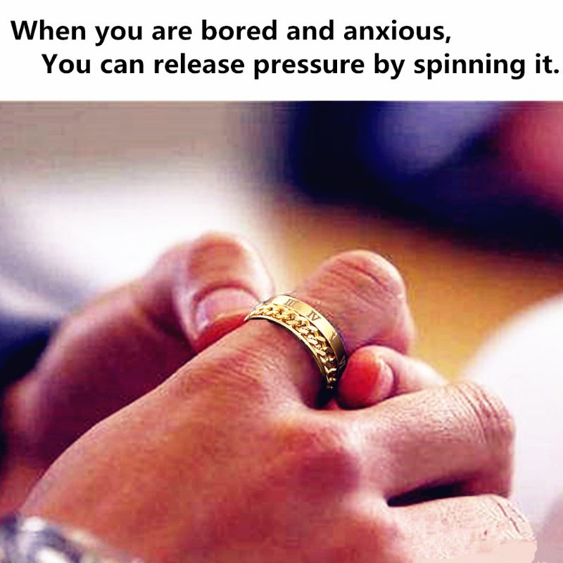 Edc Vinger Fidget Spinner Rvs Ketting Draaibare Ring Mannen Klassieke Rome Digitale Power Gevoel