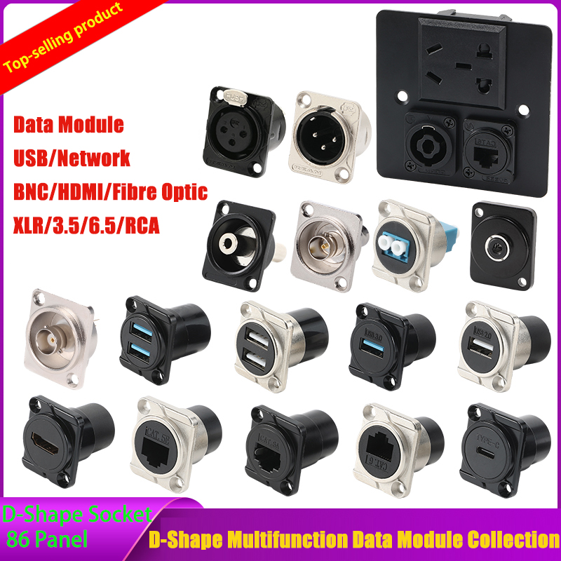 Stopcontactmodule D Type USB 3.0 2.0 Type-C Netwerk RJ45 CAT6 CAT6A HDMI 2.0 Verlengkabel Connectors Paneelmontage 1pcs