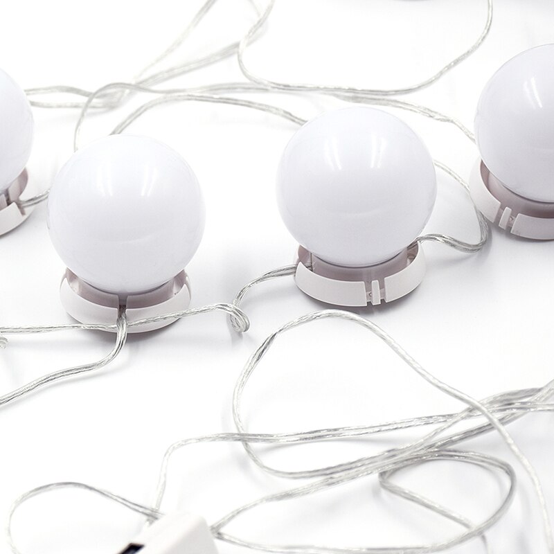 Kit de 10 ampoules led pour miroir de maquillage, port de charge usb, éclairage cosmétique, luminosité réglable