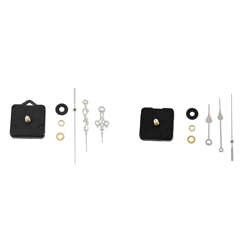 2set Quartz Clock Movement Mechanism DIY Repair Parts Gold with Clock Movement Mechanism with Silver Hour Minute Second