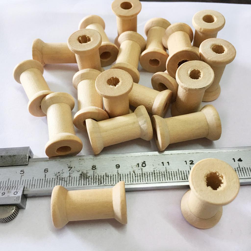 Carretes de hilo vacíos de madera para 20 piezas, bobina clásica, nociones de costura DIY, 27mm x 16mm