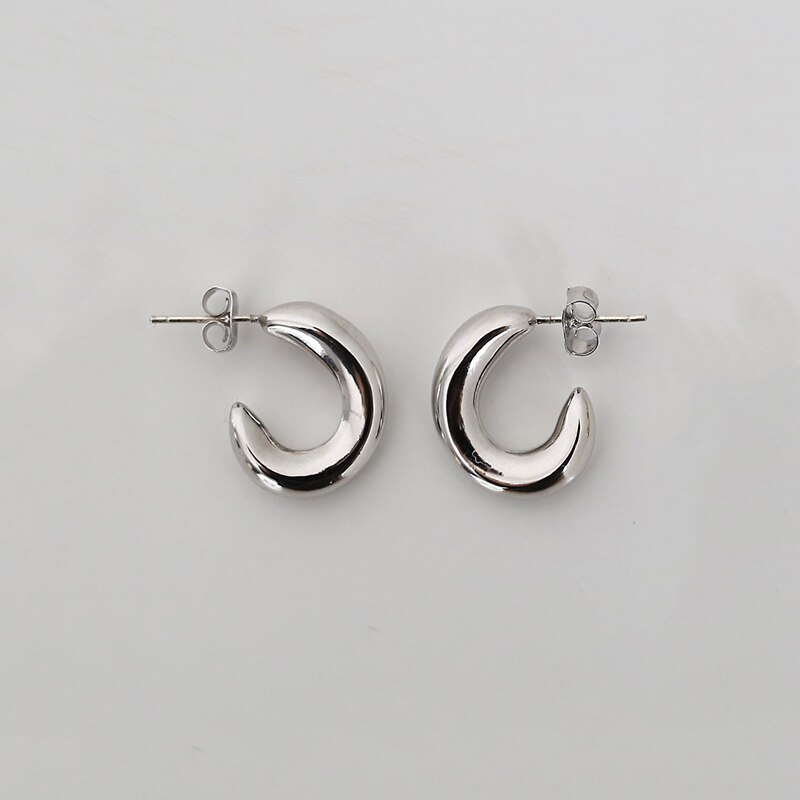 Peri'sBox Gold Silver Color C Shape Small Hoop Earrings Irregular Geometric Earrings for Women Minimalist Earrings Hoops Trendy