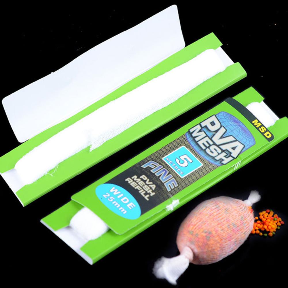 PVA, Soluble en agua cebo de pesca, bolsa de malla de red Soluble en agua, Media relleno, bolsa de cebo, 5M, red de protección para pesca de carpa