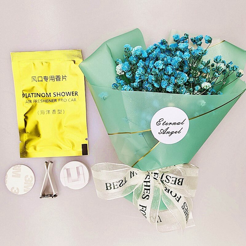 Car Air Freshener Gypsophila Dry Flower Bouquet For Car Air Vent Clip Fragrance Clip Auto Accessories Interior Perfume