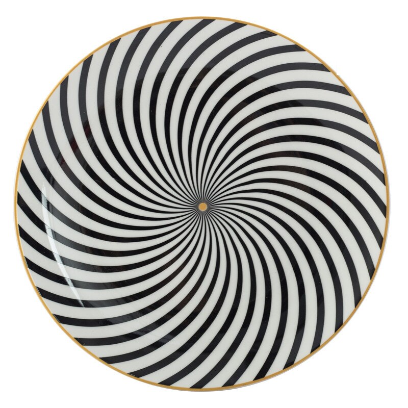 Bordservice keramisk middagstallerken sæt fad 8/10 tommer porcelæn sød dessert tallerken spisestel europæisk geometri moderne tallerken: 1 / 10 inches