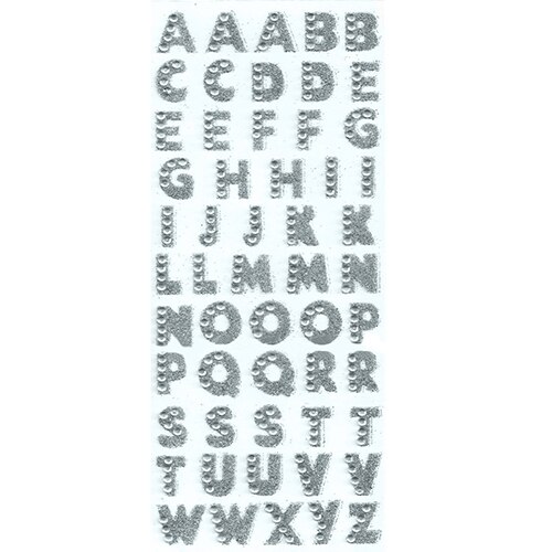 1 Sheet Glitter Alphabet Letter Stickers Self Adhesive ABC A-Z Words Stick On: Silver