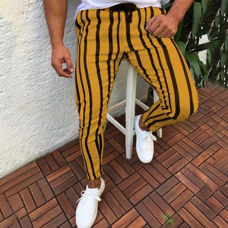 Man byxor märke herr skinny slim fit botten rand casual höga byxor med fickor träning hip hop track byxor plus size