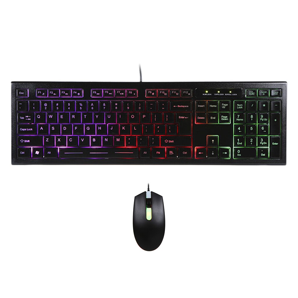 Rainbow Home Keyboard And Mouse Set LED Multi-Colored Backlight Keyboard