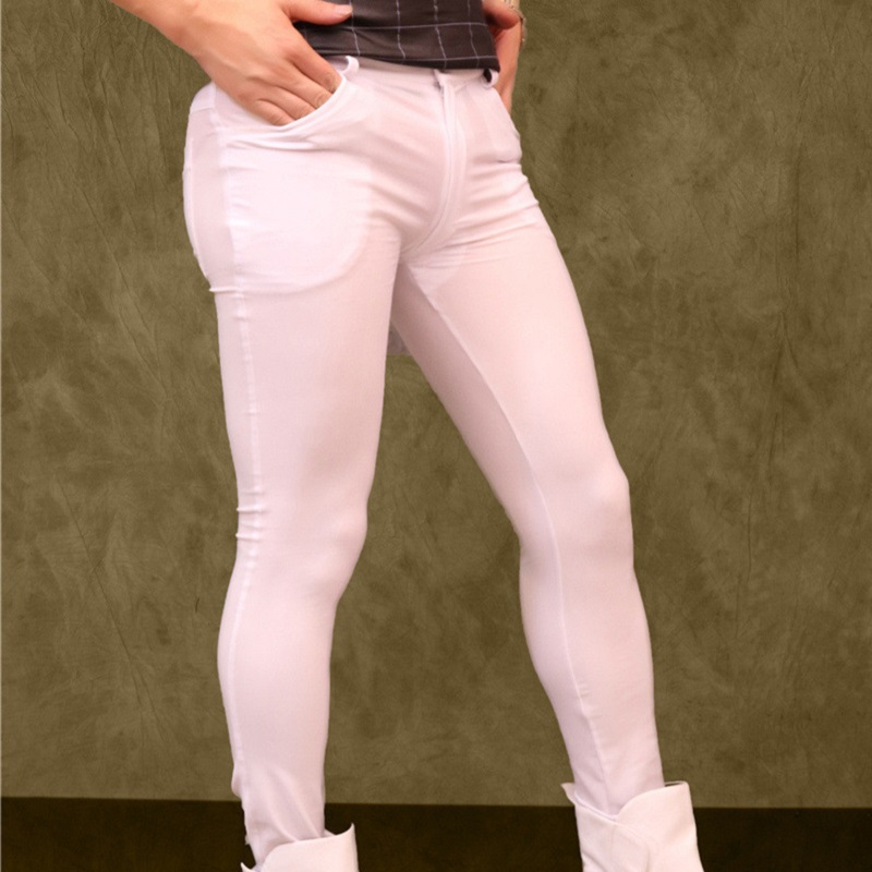 Plus Größe Herren Mercerisierter Spandex High-Stretch Leggings Club Dünne Stiefel Hosen Engen Bein Hose Fad Schlanke Form Bleistift hosen