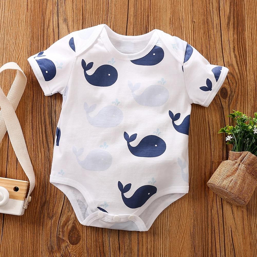 PatPat Neue Sommer und Frühling Baby Wal Allover Kurze-hülsenspielanzug Ein Stück Strampler & Bodys Baby Kleidung: 3-6 Monate