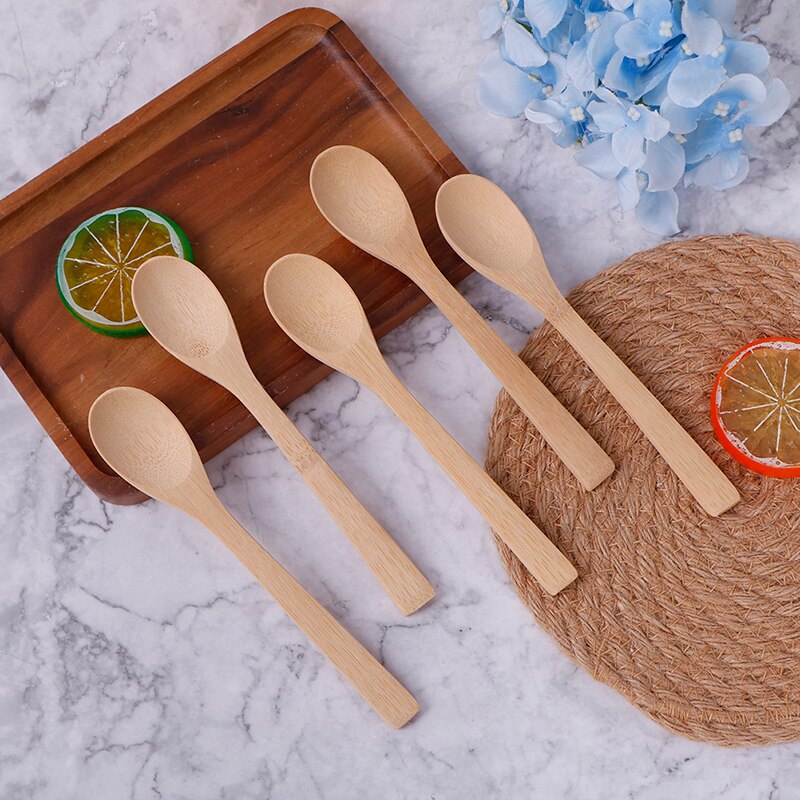 5 Stks/partij Bamboe Jam Lepel Ecofriendly Servies Bamboe Scoop Koffie Honing Thee Stirrer Baby Honing