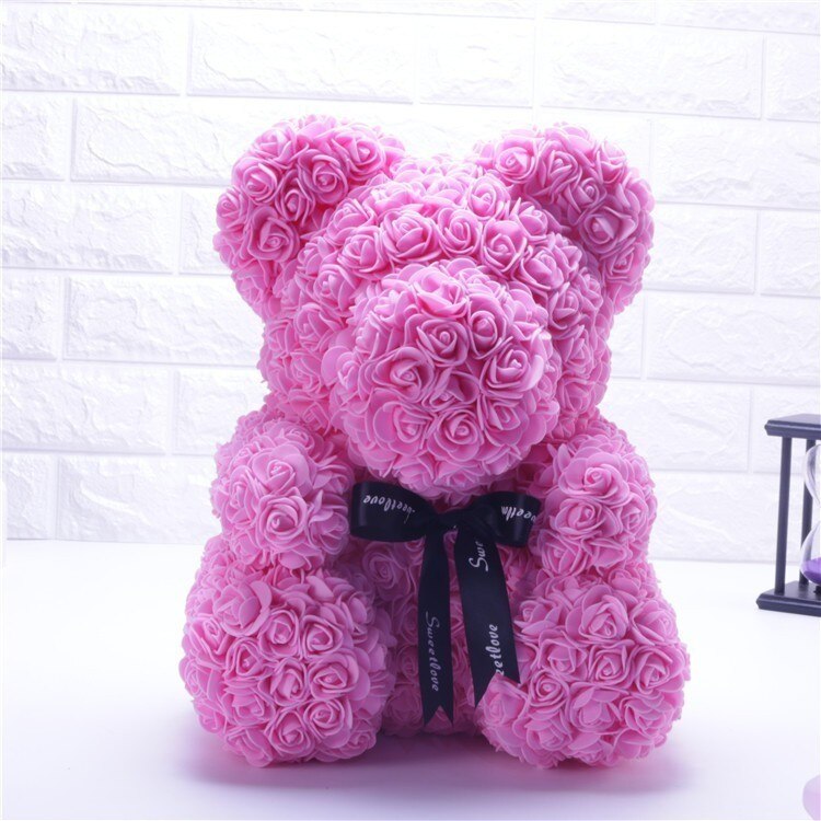 Christmas gift25cm Teddy Rose Flower niedźwiedź pudełko ślubne dekoracje świąteczne walentynki dając dziewczynie truciznę: 25cm pink