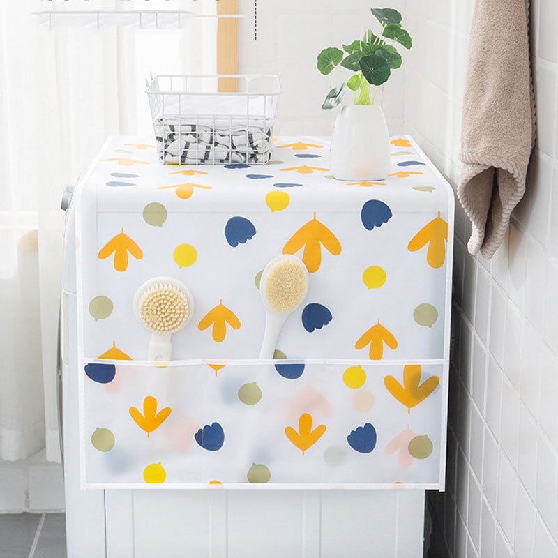 Printed Cotton Washing Machine Cover Multipurpose Household Refrigerator Pocket Dust Proof Cover Home Textile Dust Cloth