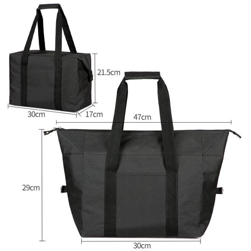 Draagbare Lunch Tas Thermische Geïsoleerde Lunch Tas Voor Vrouwen Meisjes Draagbare Carry Tote Koeler Lunchbox Geïsoleerde Tas: Black Small