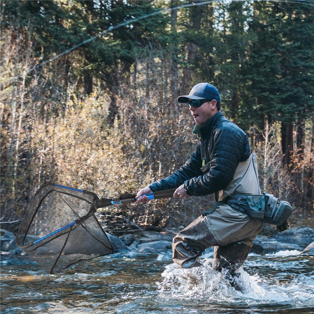 Telescoping Landing Net 44/79/91CM Retractable Long Fishing Hand Net Pole Portable Folding Rubber Landing nets for fishing Kayak