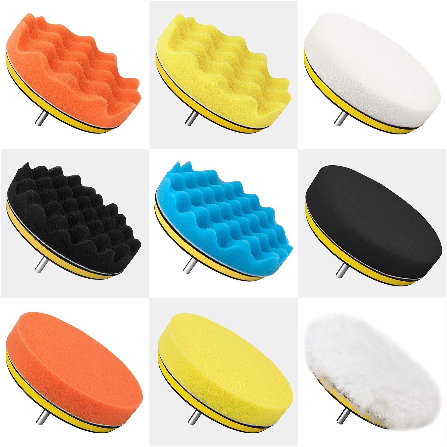6 Inch Buffing And Polishing Pad Kit for Car Polisher 11 Pcs with Drill Adapter