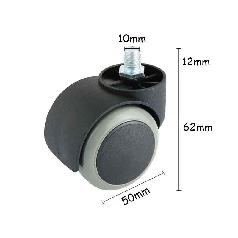 2 Inch/50mm Office Chair Caster Furniture Mute Wheel Universal Caster Baby carriage wheel Vertical Thread Stem wheel castors: 5Pcs Gray