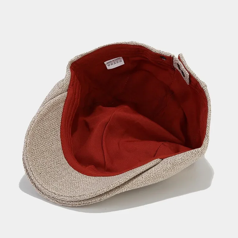 Zomer Heren Baret Linnen Pet Verstelbare Krantenjongenspet Ademend Vintage Effen Zwart Klimop Eendenbek Hoed Boinas Para Mujer