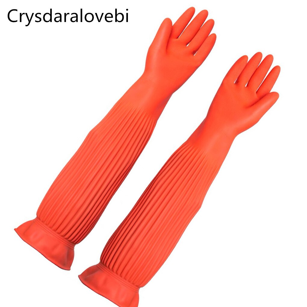 45/55Cm Waterdichte Huishoudhandschoenen Verlengen Ultra Lange Rode Keuken Wassen Gerechten Auto Schoonmaken Rubberen Handschoenen