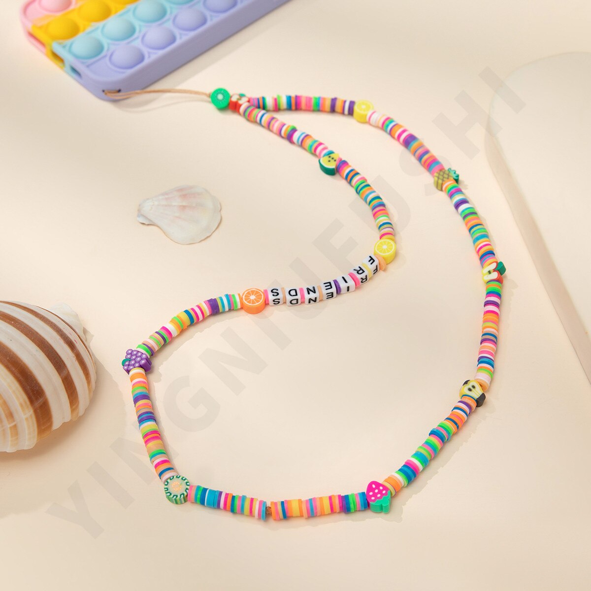 Kleurrijke Acryl Kraal Lange Mobiele Telefoon Keten Mobiele Telefoon Strap Anti-Verloren Lanyard Voor Vrouwen Zomer Sieraden Telefoon Accessoires