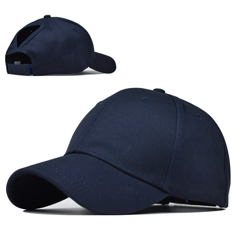 Semplice Coda di Cavallo Berretto Da Tennis Delle Donne Della Ragazza Solido Regolabile di Snapback di comfort del Cotone Cappelli Estivi Casual Protezioni di Sport di Trasporto di Goccia: Navy blue