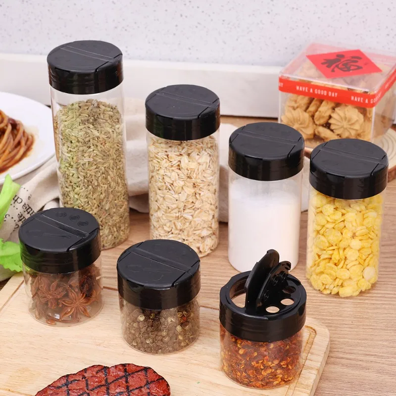 20/1PC Plastic Spice Jars Containers with Cap Transparent Seasoning Powder Jars Condiment Storage Boxes Container Kitchen Tools