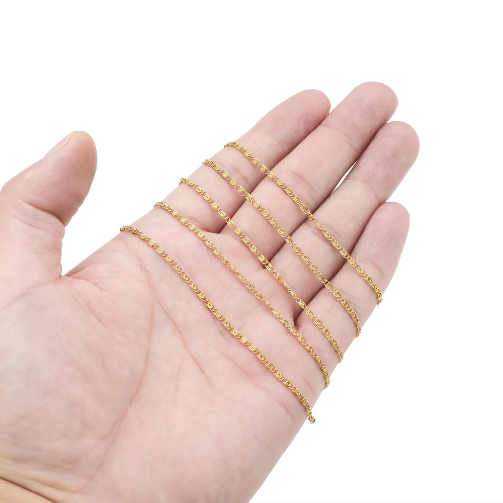 2 meter/parti forgyldt rustfrit stål 2mm brede kæder gør-det-selv smykkekæder til halskæde armbåndsfremstilling fund kæde i bulk