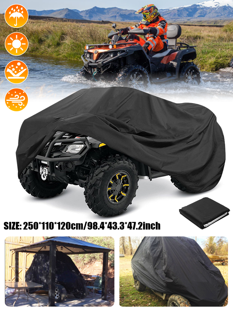 Robuste ATV-Abdeckung, wasserdicht, winddicht, 4-Rad-Quad-Aufbewahrungsabdeckung, Schwarz, Allwetter-Schutz, Auto-Quad-Abdeckungen