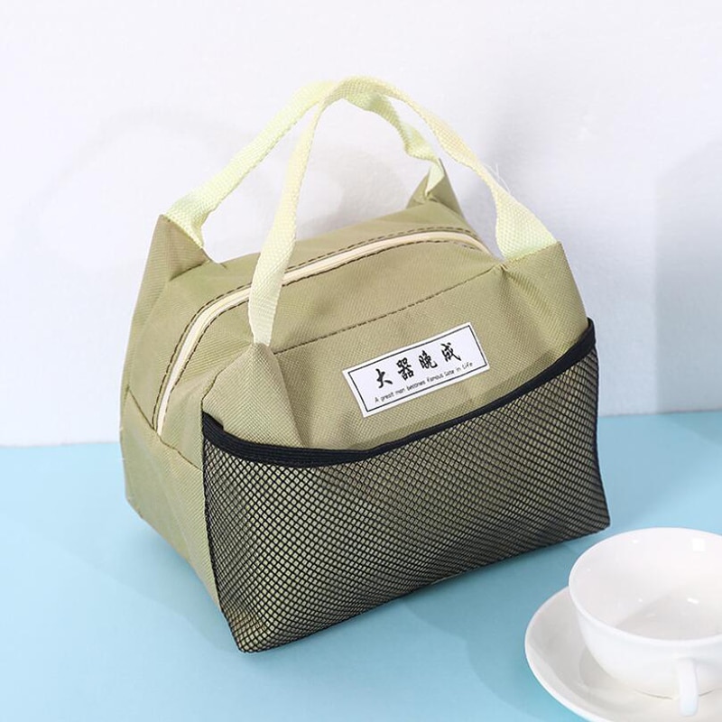 Solid Reusable Lunch Box Tote Bag Food Thermal Insulated Lunch Bags Grocery Pouch For Women Men Kids Work School Picnic Camping