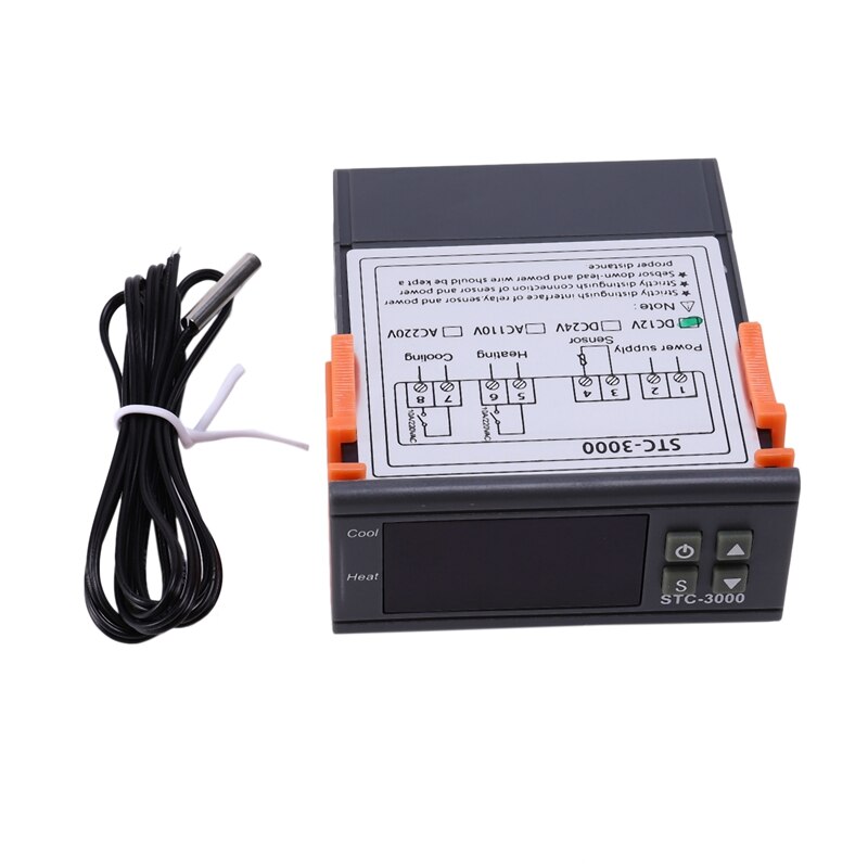 Stc-3000 Led Digitale Temperatuurregelaar Thermostaat Verwarming Cooling Sensor Vochtigheid Meter