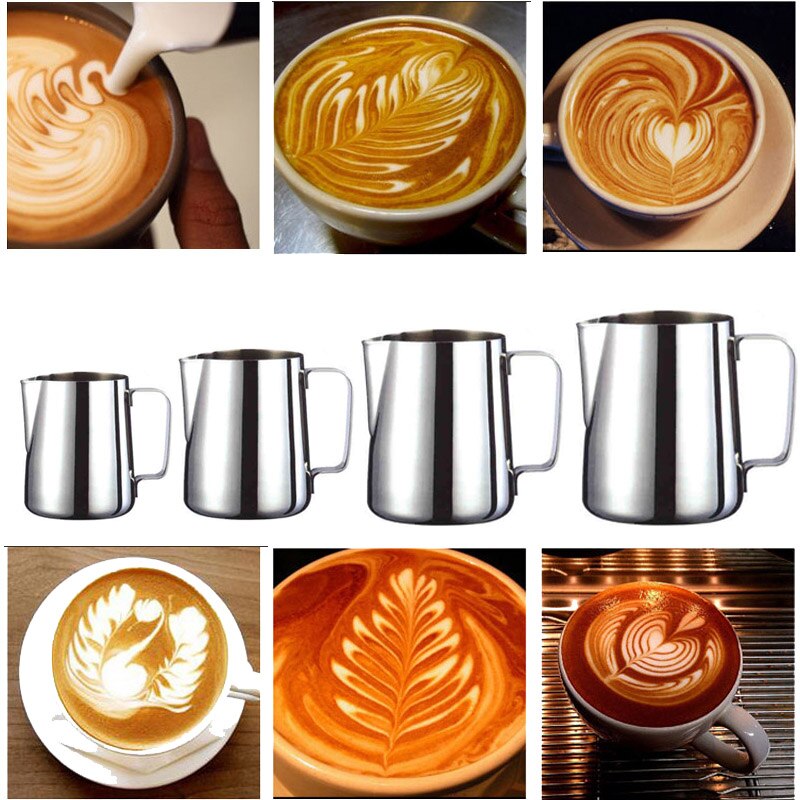 Håndholdt rustfrit stål mælkeskummende kande espresso kaffekande barista håndværk kaffe latte mælkeskummende kande