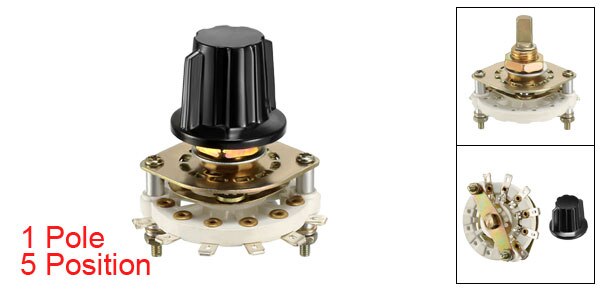 UXCELL 1/2/3/4 pôles 3/4/5/8 Position 1/2 canal de bande de pont sélecteur de commutateur rotatif avec bouton utilisé sur la Machine industrielle Radio TV: 1P5T