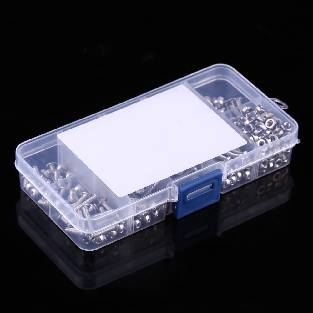 340pcs M3 Stainless Steel SS304 Button Head Hex Socket Screw Bolt Nut Assortment Kit Fastener Hardware