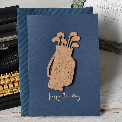 Vintage Kleine Kaart Uitnodiging Kids Party Verjaardagskaart Dad Vaderdag Mini Card: Golf