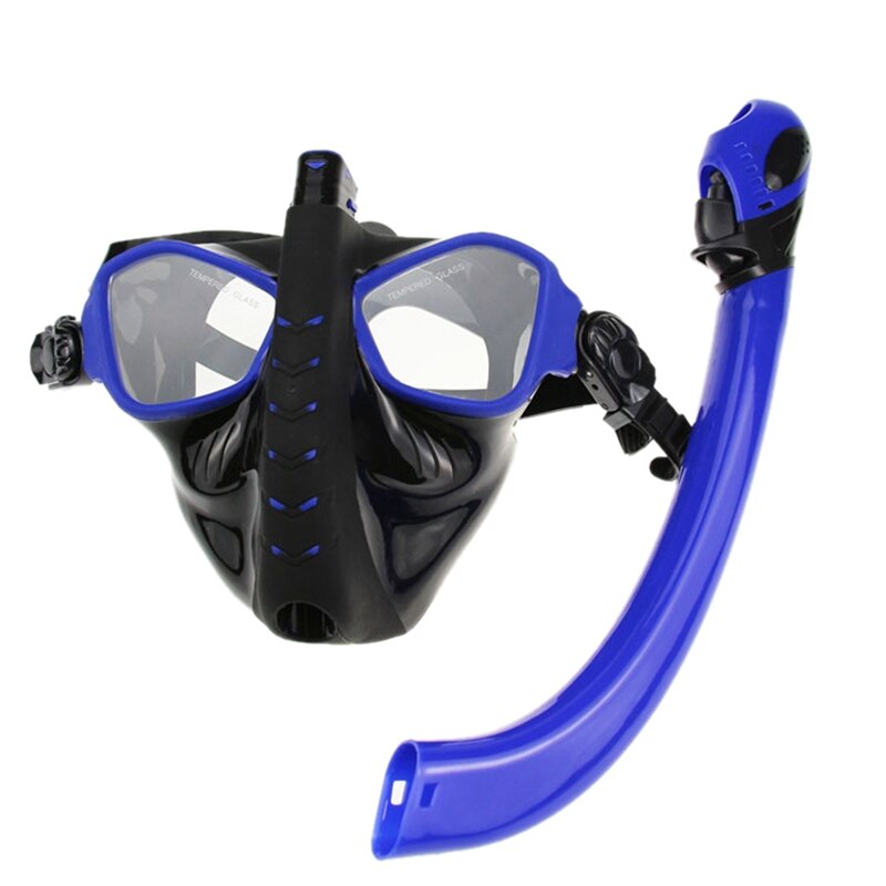 Máscaras de buceo, tubo de buceo, gafas de natación, equipo de aspiración subacuática, máscara de cara completa, resistente al agua: Blue