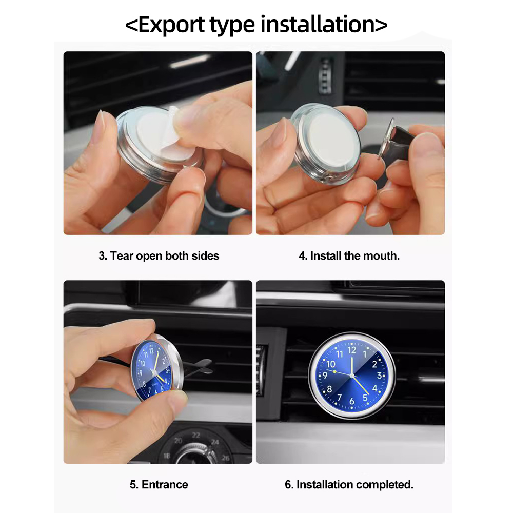Bil ur lysende mini biler intern stick-on digital ur mekanik kvarts ure auto ornament bil tilbehør