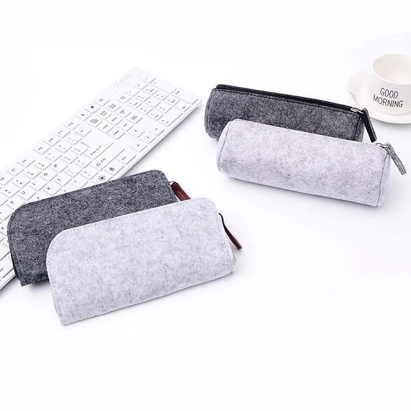 Koreansk minimalistisk filtblyant taske studerende stof stor kapacitet penalhus pen kasse skolekontor papirvarer