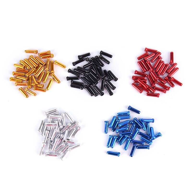 Tapas de extremo de Cable interno para palanca de cambios de freno de bicicleta, funda equipo de aluminio, accesorios para ciclismo, 50 Uds.