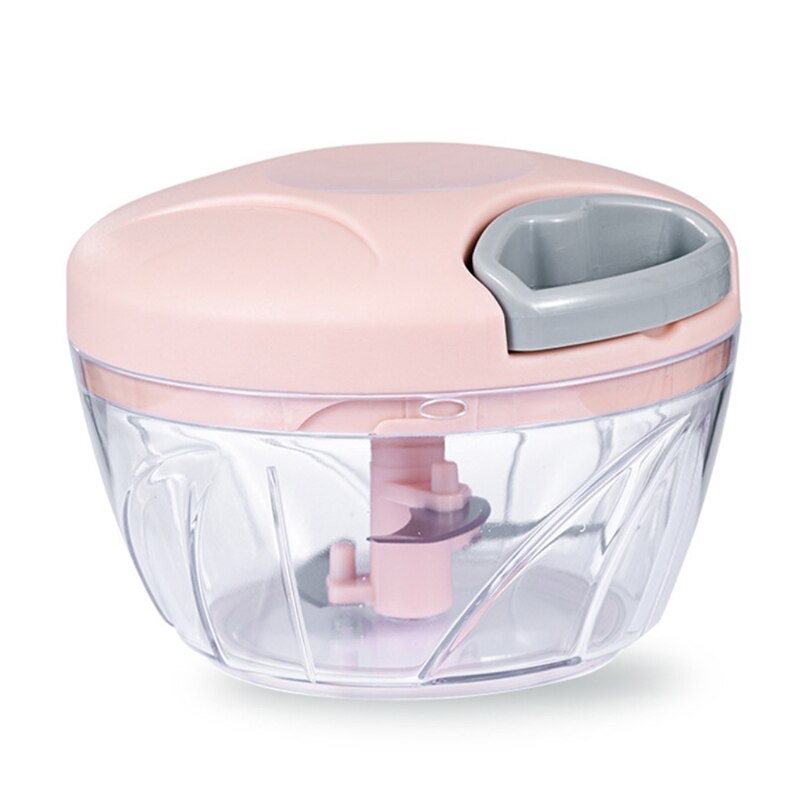 Mini hachoir à aliments manuel, petit robot culinaire à main, hachoir à 3 lames, presse pour l&#39;ail, les fruits et la viande, directe: Rose