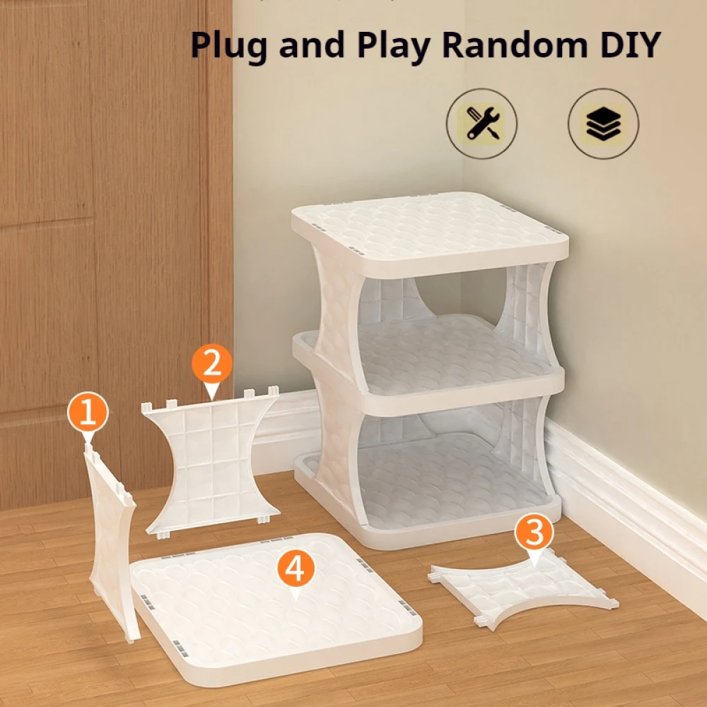 Schuhregal, Schuh-Organizer mit mehrschichtigem farbigem Schrank, Schuhregale, einfaches Schuhregal, abnehmbare Schuhregale für Schlafzimmer