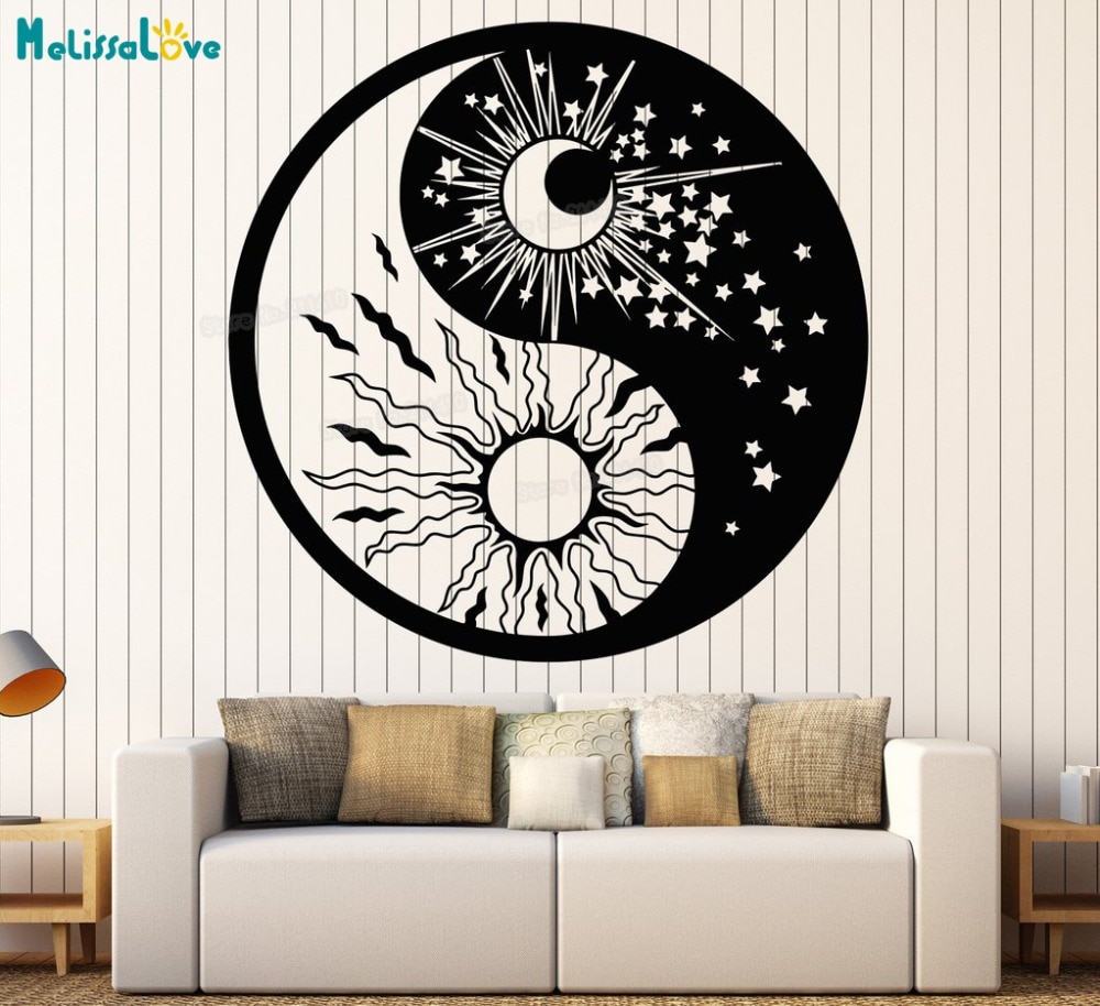 Vinyl Wall Decal Yin Yang Symbol Sun Moon Buddhism... – Grandado