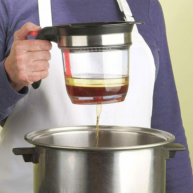 1000ML Oil Can Kitchen Tool Fat Separator With Bottom Release Strainer residue oil separator with